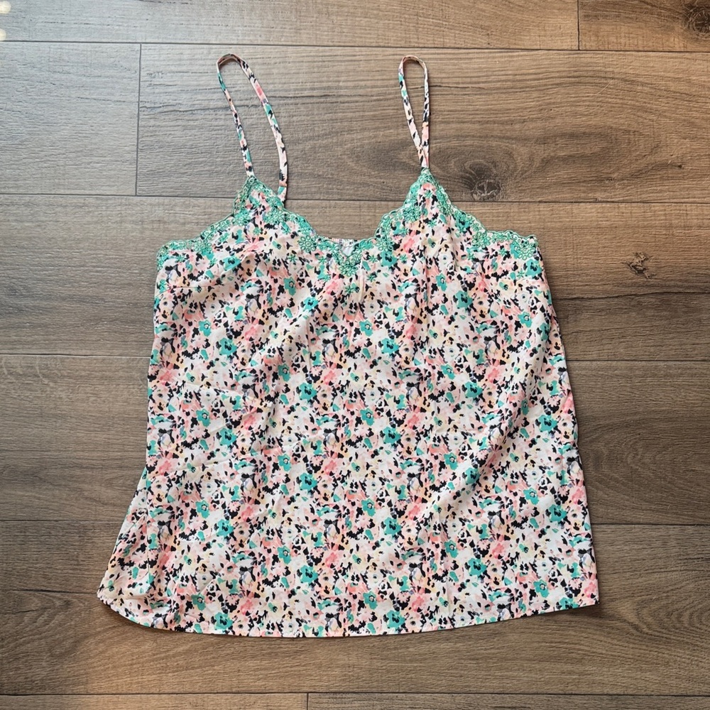 Floral Lace Trim Camisole Top
